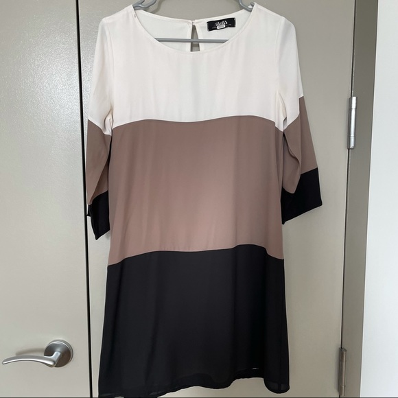 Lulus Citrus Grove Taupe Color Block Shift Dress - Picture 5 of 6